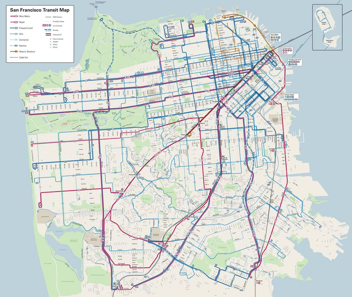 Avtobus xətti San-Fransisko xəritə
