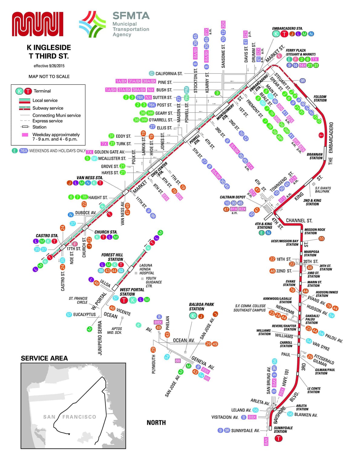 San-Fransisko şəhər avtobusu xəritə
