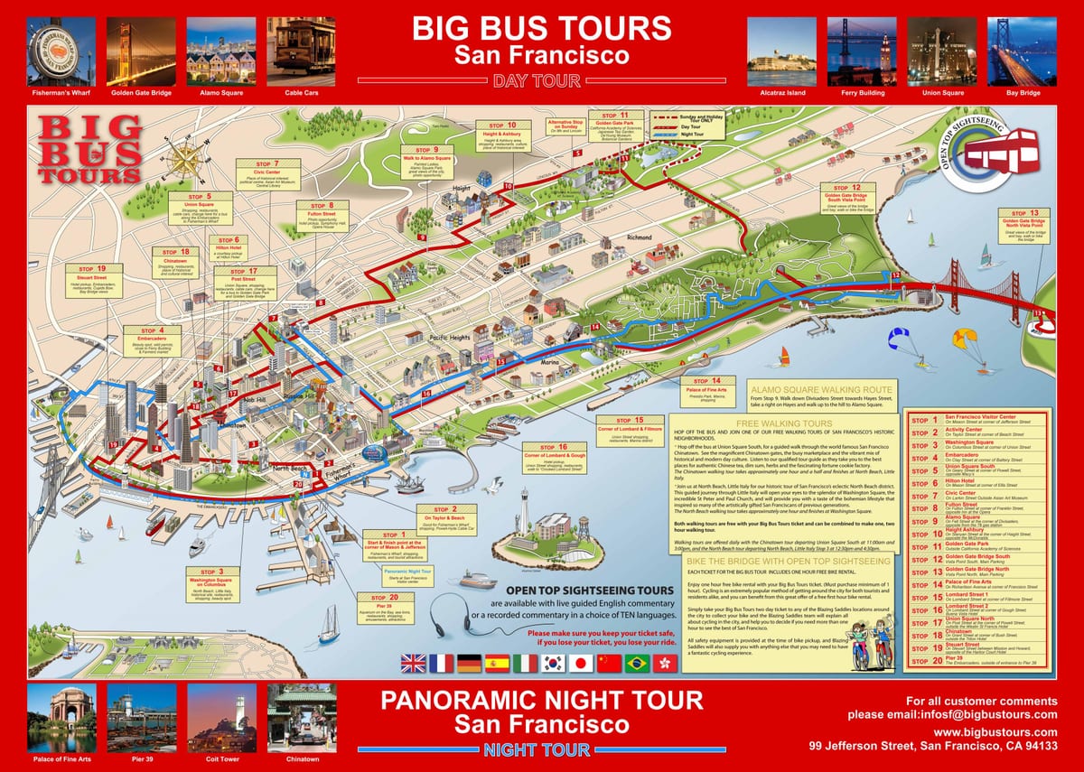 San-Fransisko-hop-hop-off avtobus xəritə