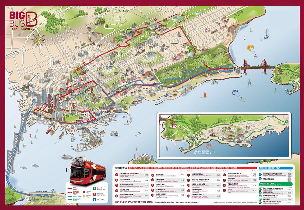 Avtobus turu San-Fransisko xəritə