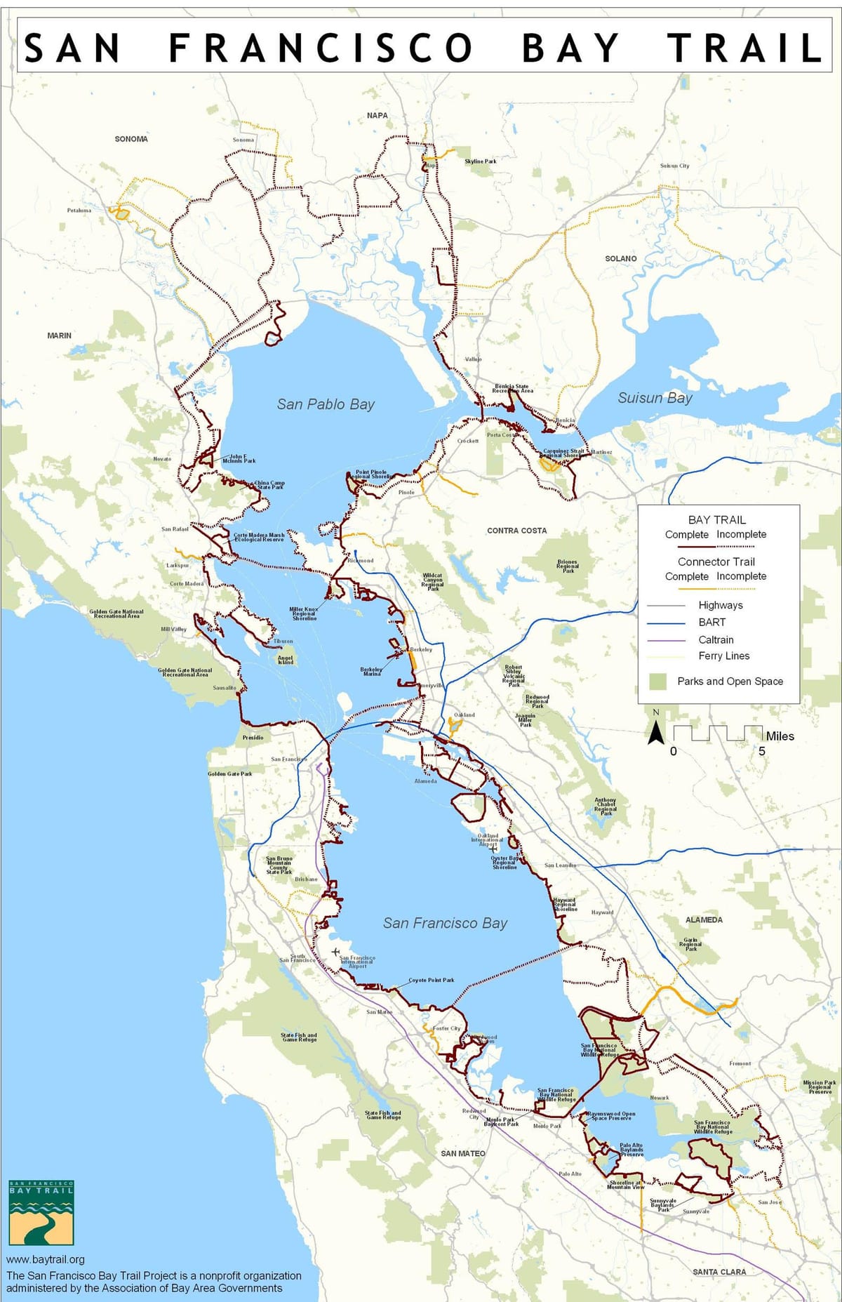 San Francisco Bay Trail xəritəsi