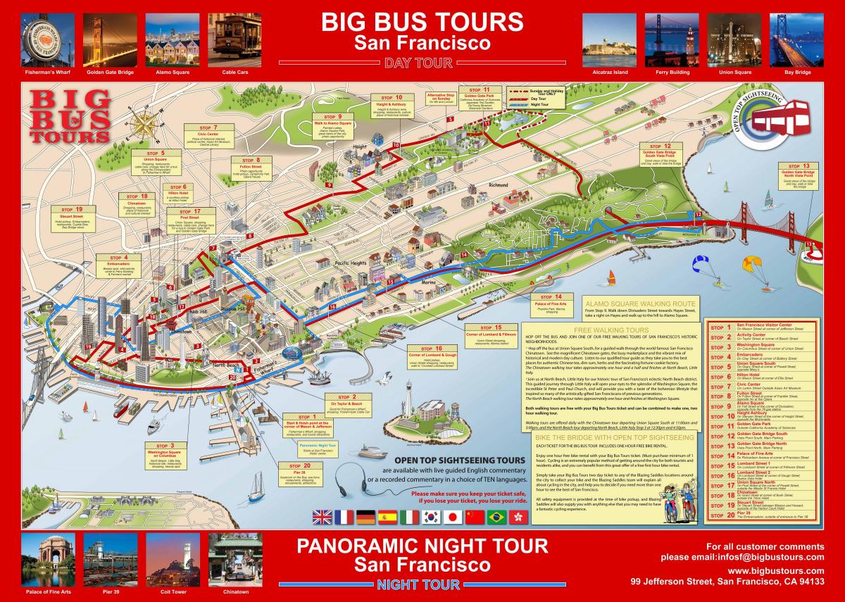 böyük qırmızı avtobus San-Fransisko xəritə