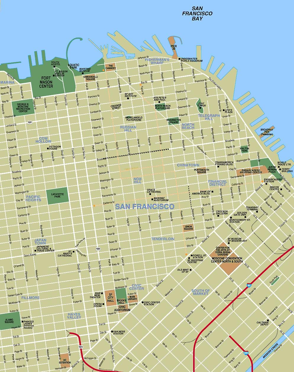 şəhər xəritəsi San Francisco, ca
