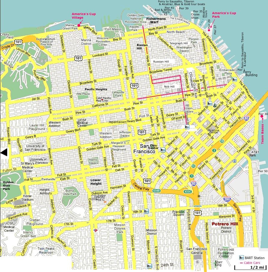 San-Fransisko yerləri xəritədə