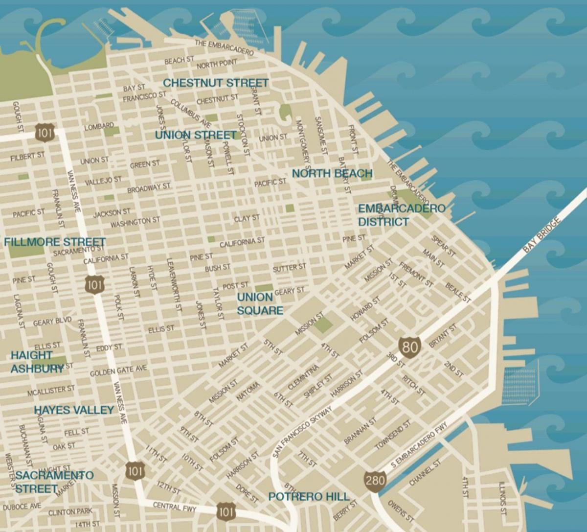 şəhərin xəritəsi İttifaqı San-Fransiskoda sahəsi