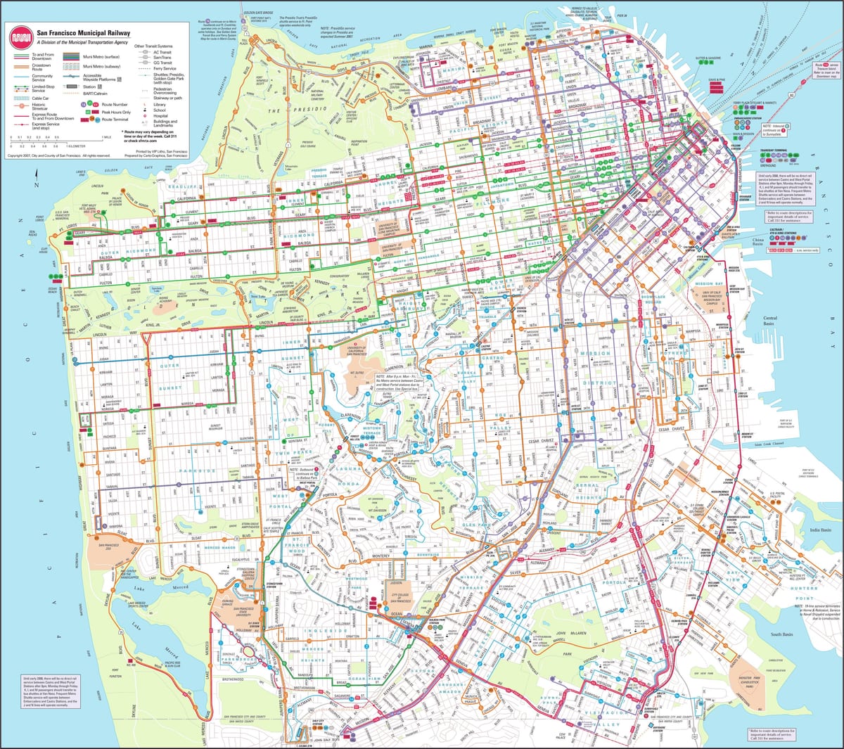 Kart San Francisco bələdiyyə dəmir yolu