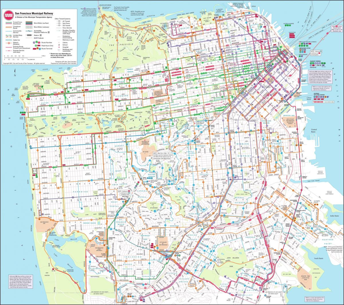 Kart San Francisco bələdiyyə dəmir yolu