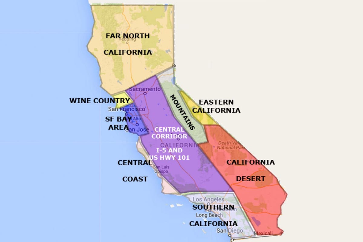 San-Fransisko şəhərində Kaliforniya xəritədə