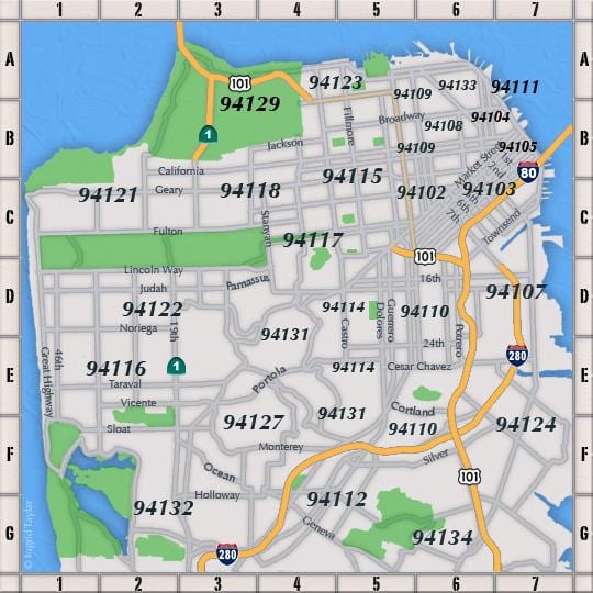 San-Fransisko poçt indeksi xəritə