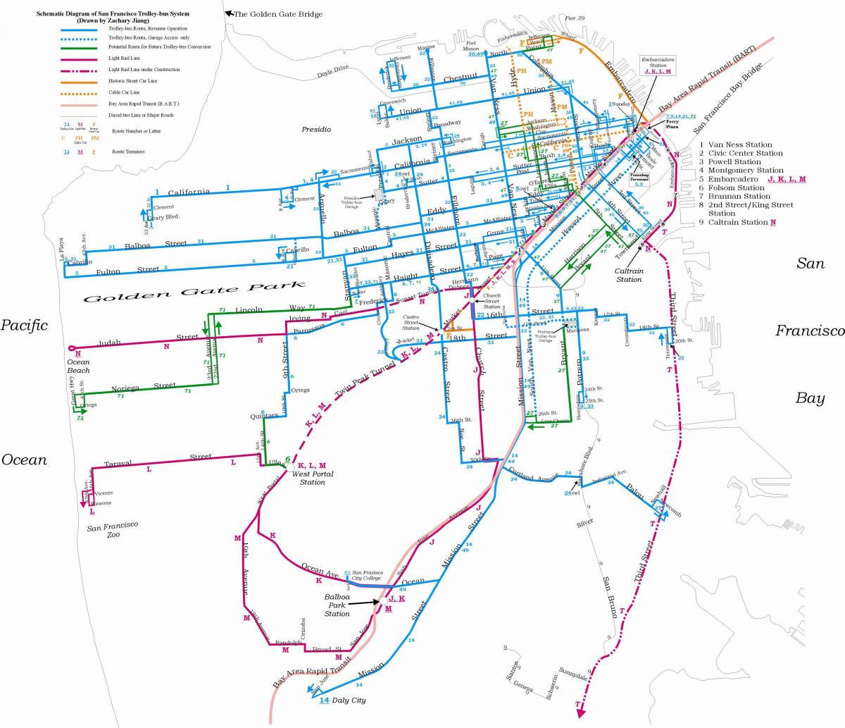 Kart San-Fransisko trolleybus