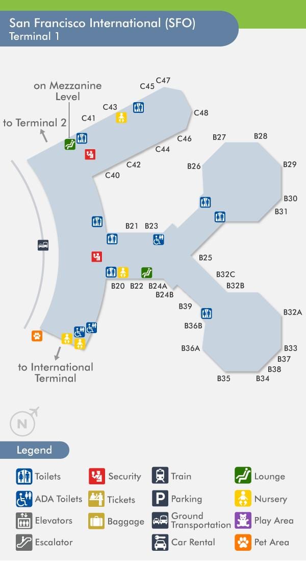 Terminal hava limanından San-Fransiskoda 1 xəritəsi