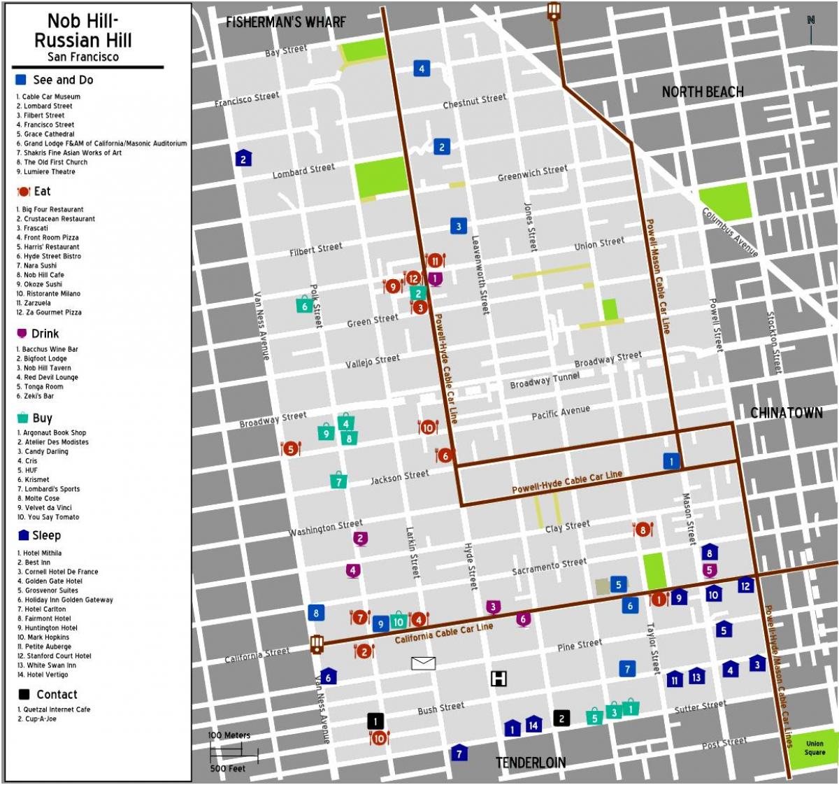Kart Ноб-Hill San-Fransiskoda