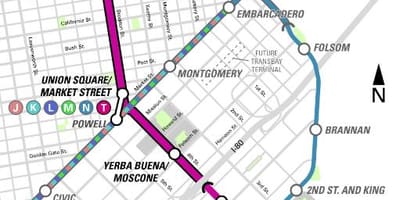 Mərkəzi metro San Francisco xəritəsi