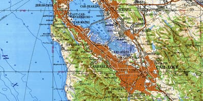 Sahəsində San Francisco bay topoqrafik xəritə