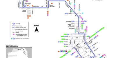 Avtobus San Francisco 30 marşrut xəritəsi